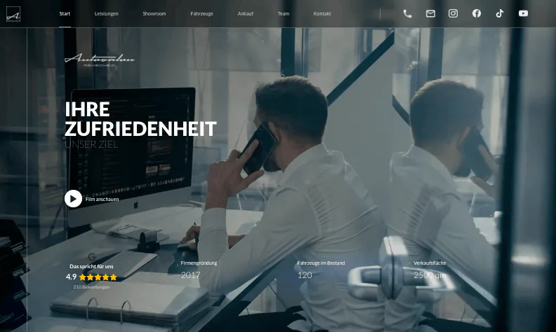Autohaus Website regional: Screenshot Autosalon Remscheid
